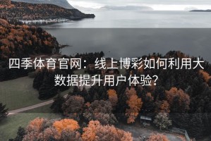 四季体育官网：线上博彩如何利用大数据提升用户体验？