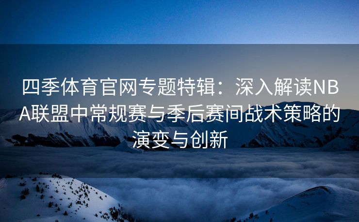 四季体育官网专题特辑：深入解读NBA联盟中常规赛与季后赛间战术策略的演变与创新