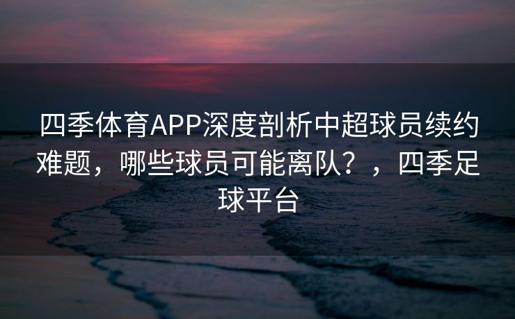 四季体育APP深度剖析中超球员续约难题，哪些球员可能离队？，四季足球平台